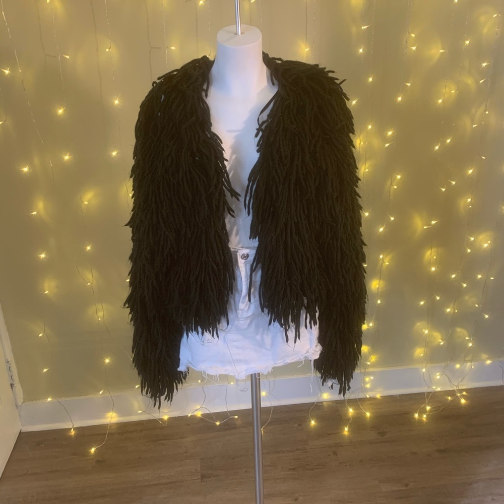BLACK SHAG JACKET shaggy